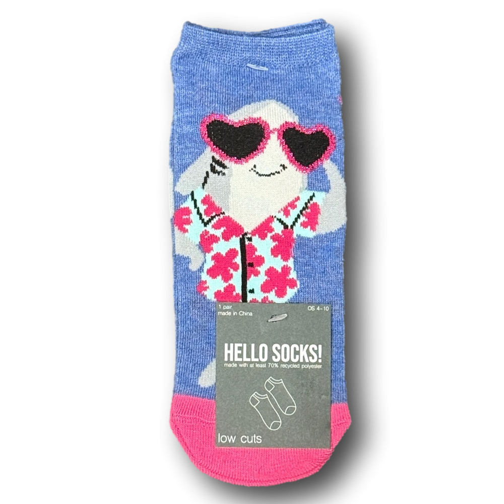3/$15 Groovy Sharks Funny Novelty Low-Cut Ankle Socks - NWT